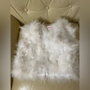 faux fur feather fluffy warm gorgeous children’s girls vest